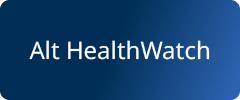 dark blue gradient background with the words Alt Health Watch in white letters