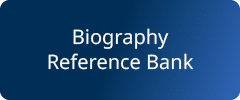 white text on a dark blue background reading Biography Reference Bank