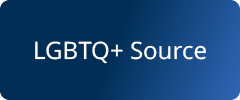 dark blue gradient background with the words LGBTQ+ Source in white lettering
