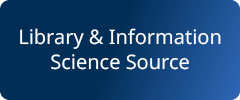 dark blue gradient background with the words Library & Information Science Source in white lettering