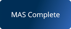 dark blue gradient background with the words MAS Complete in white lettering