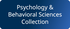 dark blue gradient background with the words Psychology & Behavioral Science Collection in white lettering