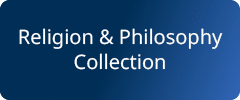 dark blue gradient background with the words Religion & Philosophy Collection in white lettering