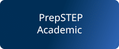 dark blue gradient background with the words PrepSTEP Academic in white lettering